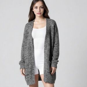 Obey Gray Marled Open-Front Cardigan